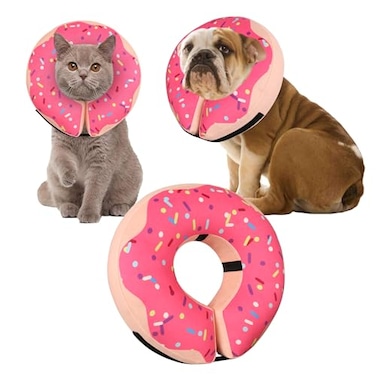 Cneo Inflatable Cone Collar for Large Medium Small Dogs Soft Adjustable Recovery Collar for Dogs CatsDog Cone Neck Donut Alternative After SurgeryPinkSmall
