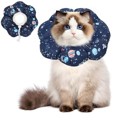 ComSaf Soft Protective Adjustable Cat Cone Collar to Stop Licking After Surgery Comfortable Lightweight Elizabethan Collar for Large Cat and Small Dog Dog Recovery Collar Prevents Licking Wounds