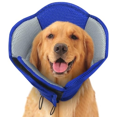 SUNFURA Dog Cones for Large Dogs Soft Pet Cone Stop Licking After Surgery Adjustable Pet ECollar Alternative for Wound Healing Blue XLarge