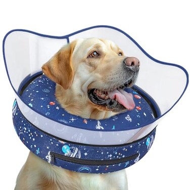 Toptakeit Elevated Inflatable Dog Cone Collar to Stop Licking Dog Donut Collar After Surgery Soft Pet Cone Alternative for Small Medium Large Dogs