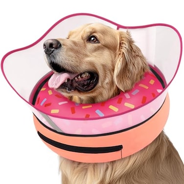 Supet Raised Inflatable Dog Cone Collar to Stop Licking Soft Dog Cone Alternative After Surgery Doggie Neck Donut Collar for Small Medium Large Dogs