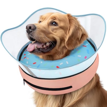 Supet Raised Inflatable Dog Cone Collar to Stop Licking Soft Dog Cone Alternative After Surgery Doggie Neck Donut Collar for Small Medium Large Dogs