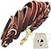 Leatherow 10 FT Braided Full Grain Leather Dog Leash Heavy Duty Long Training Lead for Large Medium Small Dogs Soft Strong Leather Leash for Walking Hiking Obedience Control Dark Brown