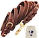 Leatherow 10 FT Braided Full Grain Leather Dog Leash Heavy Duty Long Training Lead for Large Medium Small Dogs Soft Strong Leather Leash for Walking Hiking Obedience Control Dark Brown