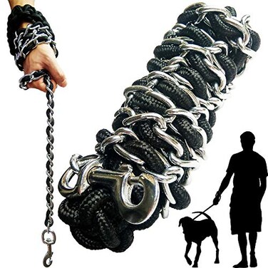 AncBace Dog Leash Metal Leashes Chain Rope with Pet Collar Training Walking Leads Heavy Duty Anti Bite 360 Hook for Medium and Large Dogs Small