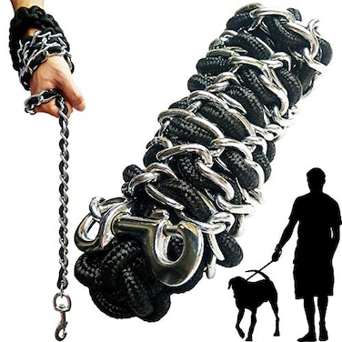AncBace Dog Leash Metal Leashes Chain Rope with Pet Collar Training Walking Leads Heavy Duty Anti Bite 360 Hook for Medium and Large Dogs XLarge