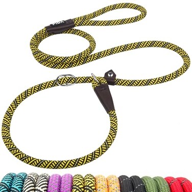 Fida Slip Leads for Dogs 6 FT x 12 Dog Leash Heavy Duty Comfortable Strong Rope Lead for Large Medium Dogs No Pull Pet Training Leash with Highly ReflectiveYellow