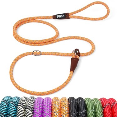Fida Durable Slip Lead Dog Leash 6 FT x 38 Heavy Duty Comfortable Strong Rope Slip Lead for Small Dogs and Puppies No Pull Pet Training Leash with Highly Reflective 38 Orange