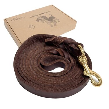 Guiding Star Leather Dog Leash 8ft Dog Leashes for Large Dogs Heavy Duty Soft Braided Handmade Leather Training Leash for Large Medium Dogs 8ftx34inch Brown