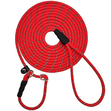 SEPXUFORE Reflective Long Slip Lead Dog Leash AntiChoking 12 FT20 FT30 FT50 FT Rope Training Leash for Medium Dogs Small Puppy Pets 12ft red