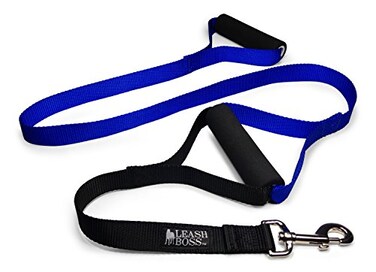Leash Boss Original Heavy Duty Dog Leash for Large Dogs No Pull Double Handle Training Lead for Walking Big Dogs Dog Leashes with Padded Handle for Control and Safety Blue
