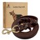 FAIRWIN Braided Leather Dog Training Leash 6 Foot Dog Leather Leashes Heavy Duty for Large Medium Dogs Brown L34 x 6ft