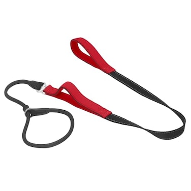 Monstoyo Slip Lead Dog Leash With Double Handle Reflective Training 360 Swivel AntiTangle Heavy Duty Nylon Slip and Collar for Medium Large Small Dogs No Pull Walking 5FT Black Red