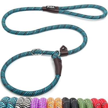 Fida Slip Leads for Dogs 4 FT x 12 Dog Leash Heavy Duty Comfortable Strong Rope Lead for Large Medium Dogs No Pull Pet Training Leash with Highly Reflective Blue