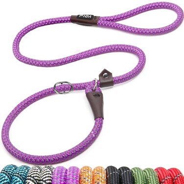 Fida Slip Leads for Dogs 4 FT x 12 Dog Leash Heavy Duty Comfortable Strong Rope Lead for Large Medium Dogs No Pull Pet Training Leash with Highly ReflectivePurple