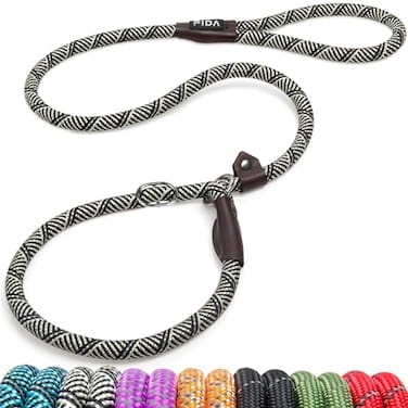 Fida Slip Leads for Dogs 4 FT x 12 Dog Leash Heavy Duty Comfortable Strong Rope Lead for Large Medium Dogs No Pull Pet Training Leash with Highly Reflective Grey