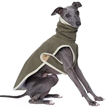 Yigi Turtleneck Jacket with Harness Opening Fleece Lining Warm Adjustable Lightweight Breathable Sweater Jacket for Italian Greyhound Small