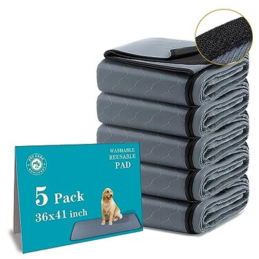 Bunlitent Washable Pee Pads for Dogs 5 Pack 36x41 Reusable Puppy Pads Dog Training Pads with Quick Dry AntiSlip Dog Cat Pee Pads Whelping Pads Potty Pad