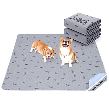 PICK FOR LIFE Washable Puppy Pads 2Pack 41x41 Reusable Pee Pads for Dogs Absorbent Whelping Pads with Bone Print Waterproof Dog Rug NonSlip Protector for HousbreakingPotty TrainingBed Couch Carpet
