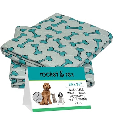 rocketrex rocket rex Premium Washable Pee Pads for Dogs Waterproof Reusable Puppy Pads for Potty Training Whelping Lining Crates for up to 300 Washes 30 x 36 Pack of 2