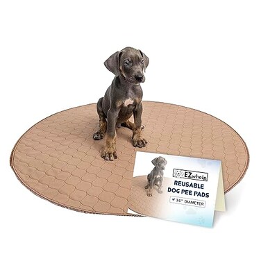 EZwhelp Reusable Dog Pee Pad Washable Waterproof Mat for Dog Potty Training or Whelping Pad Round 36 Inch