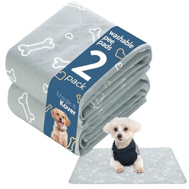 MagikKover Washable Pee Pads for Dogs 2 Pack Reusable Puppy Pads Super Absorbent Waterproof Training Mats for Potty Crate Kennel Playpen Bed Sofa AntiSlip Wee Pee Pads for Dogs18 x 24