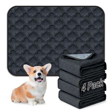 FunFurry Washable Pee Pads for Dogs 4 Pack Reusable Pee PadsWaterproof Puppy PadsPet Training PadsSuper Absorbent with Dog Paw Shape NonSlip Backing Dark Grey 18 X 24 4 Pack