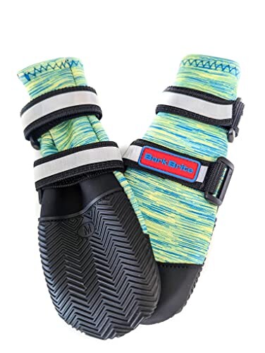 Bark Brite All Weather Neoprene Paw Protector Dog Boots with Reflective Straps in 5 Sizes Turquoise Medium