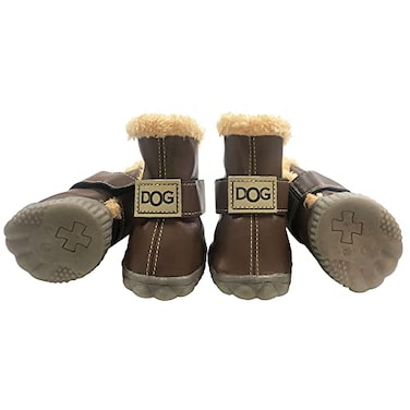WINSOON Dog Australia Boots Pet Antiskid Shoes Winter Warm Skidproof Sneakers Paw Protectors 4Ppcs Set Size 2 Dark Brown