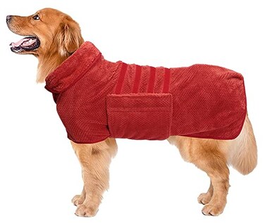 Geyecete Dog Bathrobe Towel Dog Drying CoatPineapple Grid Fast Drying Super Absorbent Pet Dog Cat Bath Robe TowelRedL