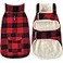 Malier Classic Plaid Fleece Dog Coat Warm Winter Jacket with Pocket Windproof for Small Medium Large Dogs Red XLarge