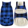 Malier Classic Plaid Fleece Dog Coat Jacket with Pocket Windproof Warm Dog Coat Vest Winter Pet Clothes Apparel for Small Medium Large Dogs Blue Medium