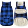 Malier Classic Plaid Fleece Dog Coat Jacket with Pocket Windproof Warm Dog Coat Vest Winter Pet Clothes Apparel for Small Medium Large Dogs Blue Medium