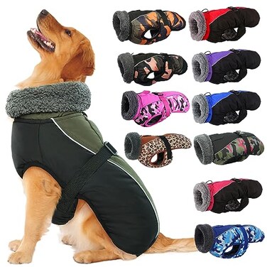IECOii Extra Warm Reflective Adjustable Dog Jacket Fleece Turtleneck Winter Coat for Small to Extra Large Dogs