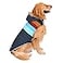 HDE Dog Puffer Jacket Fleece Lined Warm Dog Parka Winter Coat with Harness Hole Navy Retro Stripe L