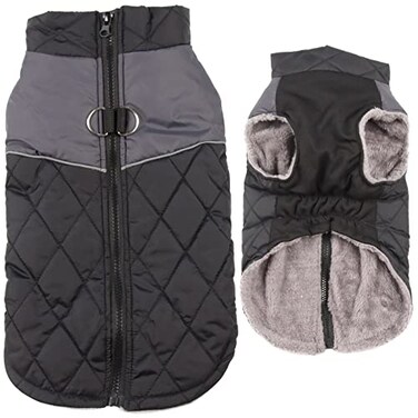 JoyDaog Warm Fleece Dog Coats for Small DogsDRings Waterproof Puppy Jacket for Cold WinterBlack M