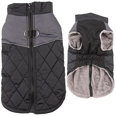 JoyDaog Warm Fleece Dog Coats for Small DogsDRings Waterproof Puppy Jacket for Cold WinterBlack XS