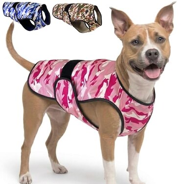 LUCOLOVE Dog Cooling Vest 2Layer Cooling with Soft Microfiber Fabric Lightweight Adjustable and Comfortable UV Protection for Small to Large Dogs Relief in Hot Weather Pink Large