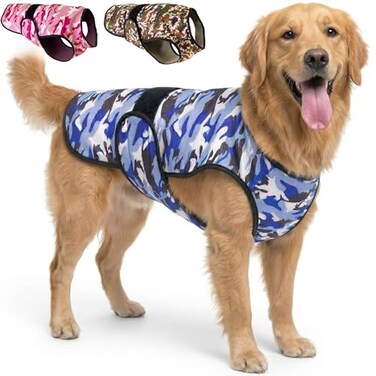 LUCOLOVE Dog Cooling Vest 2Layer Lightweight Performance UPF50 Full Coverage Adjustable Fit for Small to Large Dogs Blue XLarge