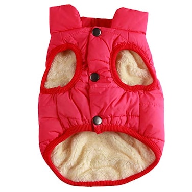 JoyDaog 2 Layers Fleece Lined Warm Dog Jacket for Puppy Winter Cold WeatherSoft Windproof Small Dog CoatPink S