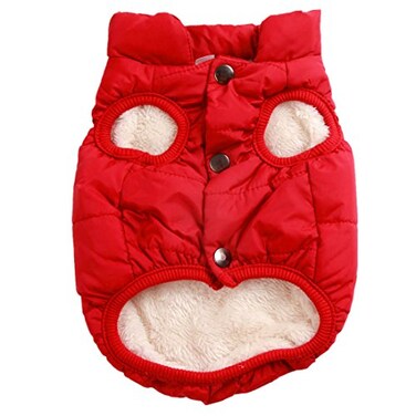 JoyDaog 2 Layers Fleece Lined Warm Dog Jacket for Winter Cold WeatherSoft Windproof Medium Dog CoatRed L