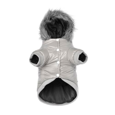 LESYPET Dog Coat for Small Dogs Windproof Doggie Puffer Jacket with Leash Hole Extra Warm Dog Jacket Winter Coat Grey XXL