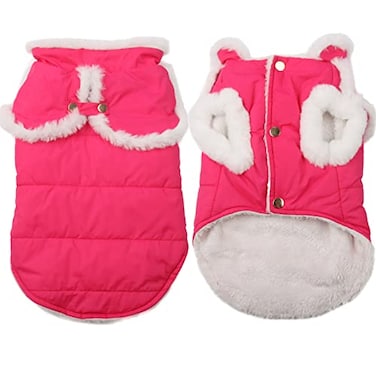 JoyDaog Shawl Design Fleece Lined Warm Dog Jacket for Puppy Winter Cold WeatherSoft Windproof Small Dog CoatPink S