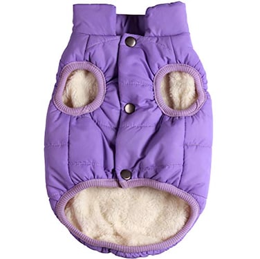 JoyDaog 2 Layers Fleece Lined Warm Dog Jacket for Puppy Winter Cold WeatherSoft Windproof Small Dog CoatPurple S