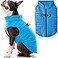 Gooby Puffer Vest Dog Jacket Blue Medium Ultra Thin Zip Up Wind Breaker with Dual D Ring Leash Water Resistant for Small to Medium Dogs