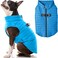 Gooby Puffer Vest Dog Jacket Blue Medium Ultra Thin Zip Up Wind Breaker with Dual D Ring Leash Water Resistant for Small to Medium Dogs