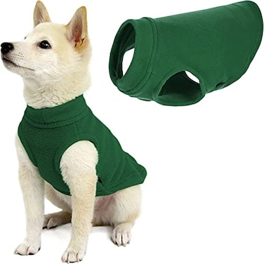 Gooby Stretch Fleece Vest Pullover Fleece Vest Jacket Sweater for Dogs Forest Green Small Length 85