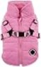 Puppia Mountaineer Winter Dog Coat with integrated harness No Pull Cold Weather Waterproof Warm Fleece Back Zipper for Small Medium Dog PINK Medium