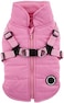 Puppia Mountaineer Winter Dog Coat with integrated harness No Pull Cold Weather Waterproof Warm Fleece Back Zipper for Small Medium Dog PINK Small