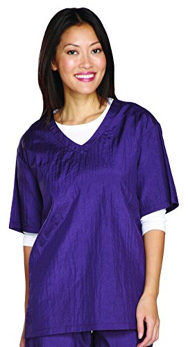 Top Performance VNeck Grooming Smocks Comfortable PullOver Nylon Tops for Professional Pet Groomers ExtraLarge Plum